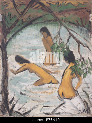 .  Deutsch: Drei badende im Wasser  circa 1913 174 Otto Mueller - Drei badende im Wasser - ca1913 Stock Photo