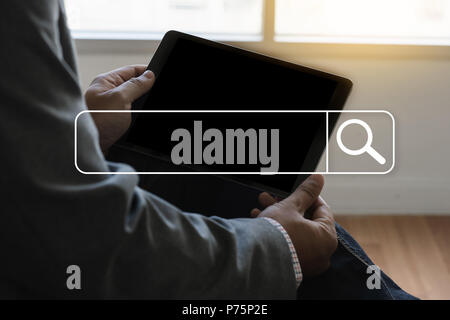 ICT(Information Communication Technology) businessman using Searching Browsing Internet internet of things (IoT) Stock Photo