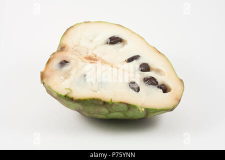 chirimoya halved isolated on white background Stock Photo