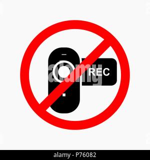 No video prohibition sign. No photo or camera. Stock Vector