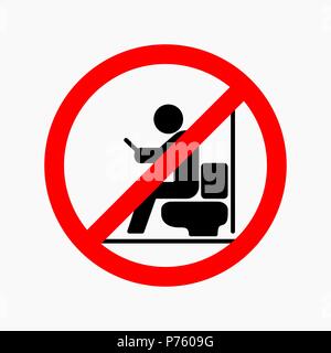 Man using smartphone in toilet. Not allowed sign. Stock Vector