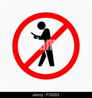 Phone using not allowed sign flat vector illustration. Stock Vector
