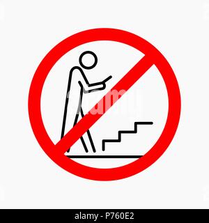 Phone using not allowed sign flat vector illustration. Stock Vector