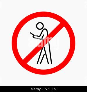 Phone using not allowed sign flat vector illustration. Stock Vector