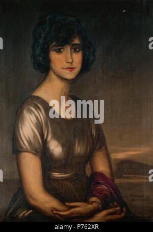 Español: Retrato de dama joven. Óleo sobre lienzo. 75 x 55 cm. . N/A 192 Retrato de dama joven by Julio Romero de Torres Stock Photo