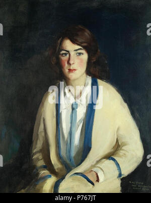 English: Portrait of Miss Mildred Sheridan by Robert Henri, 1913, oil on canvas, 32 x 26 in . 1913 182 Portrait of Miss Mildred Sheridan by Robert Henri, 1913 Stock Photo