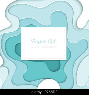 Turquois abstract layout - vector paper cut banner with place for your information. Lovely 3d effect texture and blue colors. High quality carving art Stock Vector