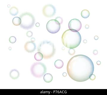 Group of soap bubbles on white background Stock Vector