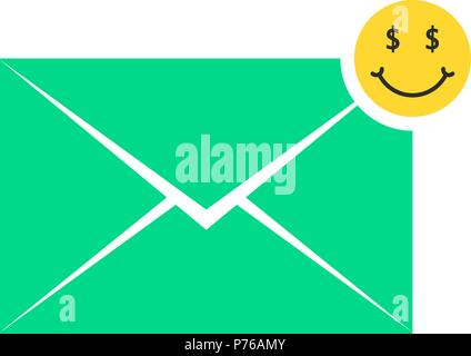 green commercial offer letter icon with emoji Stock Vector