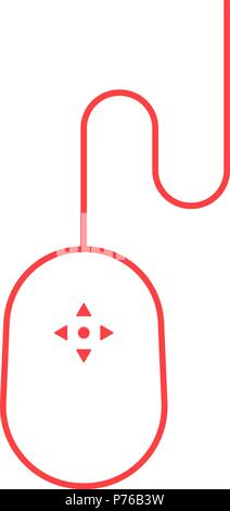 red thin line computer mouse Stock Vector
