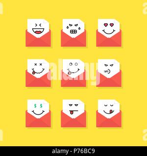 set of emoji messages in letters Stock Vector