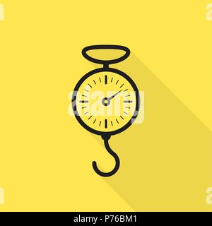 spring scale black icon with long shadow Stock Vector