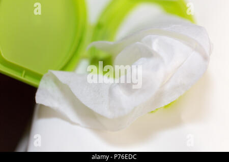 Wet wipes in package box, with clipping path. Stock Photo