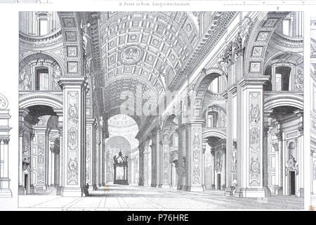 The Papal Basilica of St. Peter in the Vatican, Basilica Papale di San Pietro in Vaticano, or simply St. Peter's Basilica, Basilica Sancti Petri, is an Italian Renaissance church in Vatican City, digital improved reproduction of an original print from the year 1881 Stock Photo