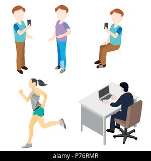 People in Various Activity, mens, woman, worker, jogging for business and life style concept - Flat Vector Illustration. Stock Vector