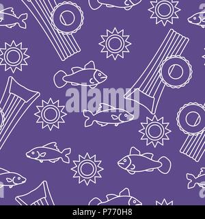 Seamless pattern with inflatable mattress, inflatable circle. Summer leisure. Stock Vector