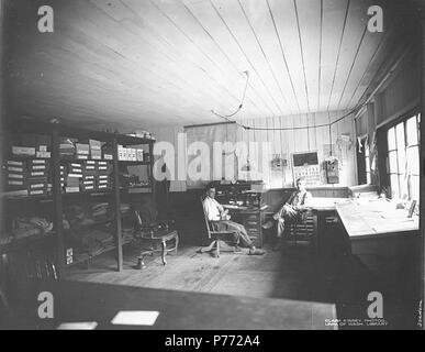 . English: Camp office interior, Bordeaux Lumber Company, 1919 . English: PH Coll 516.222 The Bordeaux brothers began logging in Mason County in the early 1890s. Their operations were moved to Thurston County around 1899. Shows Mason County Logging Company map and F.B. Mallory Co. calendar page for October, 1919. The Bordeaux brothers began logging in Mason County in the late 1800s. Subjects (LCTGM): Lumber camps--Washington (State); Offices--Washington (State); Office equipment & supplies; Lumber industry--Washington (State); Bordeaux Lumber Company--People--Washington (State); Bordeaux Lumbe Stock Photo