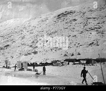 Lake Bennett during the Klondike Gold Rush. The lake is in Canada ...