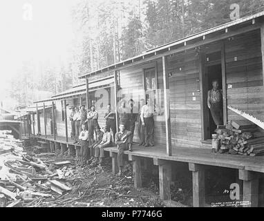 . English: Logging crew at camp, N and M Lumber Company, Rochester, ca ...