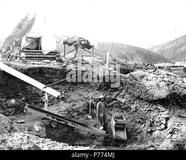 The Gold Rush, a gold miner camp in the Klondike, engraving 1898 Stock ...