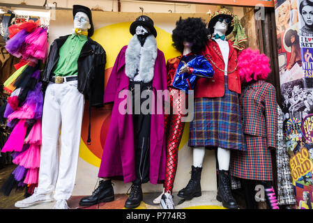 London, United Kingdom  - December 31, 2017: Fashion shop with costumes Camden Lock Market or Camden Town in London, England, United Kingdom Stock Photo