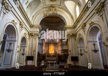 Positano, a cliffside village, Chiesa di Santa Maria Assunta, Church of Saint Mary, Amalfi coast, Italy Stock Photo