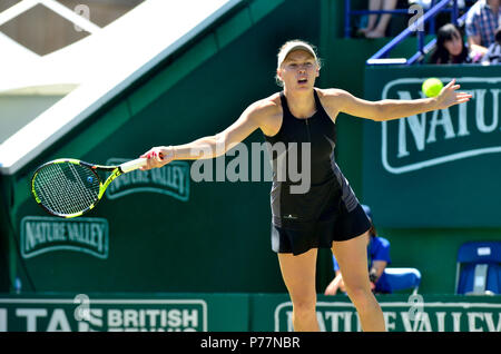 Caroline Wozniacki (DEN) playing in the final of the Nature Valley International, Eastbourne 30th June 2018 Stock Photo