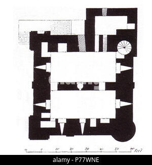 English: A plan of Rochester Castle's 12th-century keep . 1887 56 Rochester Castle keep plan Stock Photo