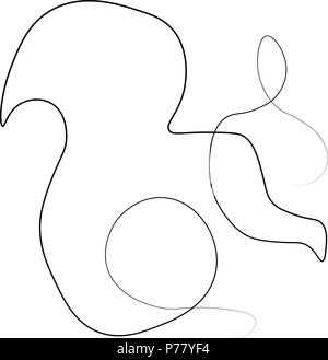 Squirrel animal one line. Vector illustration. Isolated white background. Stock Vector