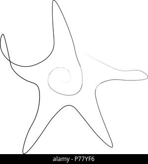 Starfish one line. Vector illustration. Isolated white background. Stock Vector