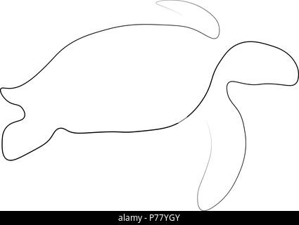 Turtle one line. Vector illustration. Isolated white background. Stock Vector