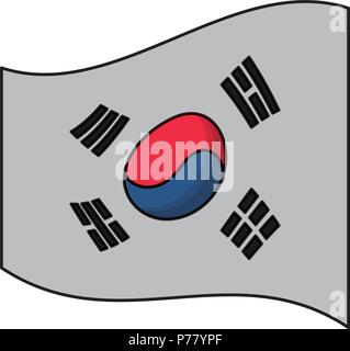 south korea flag icon over white background, vector illustration Stock Vector