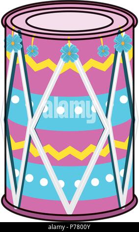 dholak drum with decorative indian style icon over white background, vector illustration Stock Vector