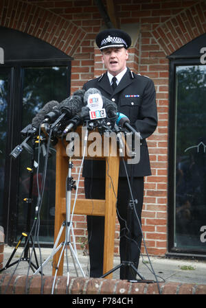 Deputy Chief Constable Paul Mills speaking to the media in Amesbury, Wiltshire, where a major incident has been declared after it was suspected that two people might have been exposed to an unknown substance. Stock Photo