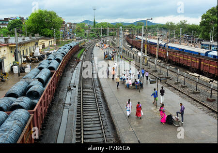 Gaya, India - Jul 10, 2015. Railway station in Gaya, India. Gaya is a holy city beside the Falgu River, in the northeast state of Bihar. Stock Photo