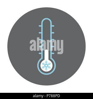 Thermometer with snowflake icon on black circle - Flat Iconic Vector. Stock Vector