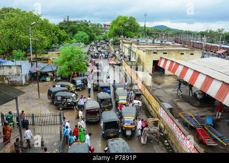 Gaya, India - Jul 10, 2015. Traffic jam in Gaya, India. Gaya is a holy city beside the Falgu River, in the northeast state of Bihar. Stock Photo