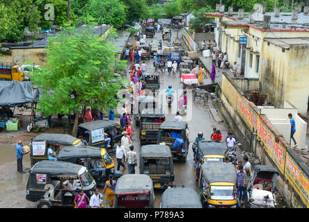 Gaya, India - Jul 10, 2015. Traffic jam in Gaya, India. Gaya is a holy city beside the Falgu River, in the northeast state of Bihar. Stock Photo