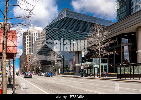 Seattle Central Library , the flagship library of The Seattle Public Library system ,Seattle ,WA, USA Stock Photo