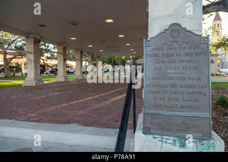 St. Augustine, Florida - The site of the old St. Augustine slave market in the Plaza de la ConstituciÃ³n. Stock Photo