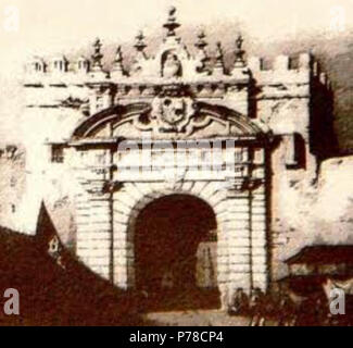 Español: Puerta de Carmona, desaparecida en 1868. Detalle de la litografía realizada en 1845 por Jenaro Pérez de Villaamil (1807-1854), modificada. 1845 (la imagen es una obra derivada, de 31 de mayo de 2010). 53 Puerta de Carmona Stock Photo
