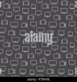 Tv icon in line style seamless pattern background. Television sign symbol pattern. Stock Vector