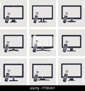 Smart TV with remote control icons. Vector illustration. Stock Vector