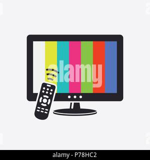 Smart TV with remote control icon. Vector illustration. Stock Vector