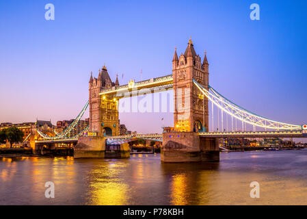 Night View of Tower Bridge in London, UK Stock Photo