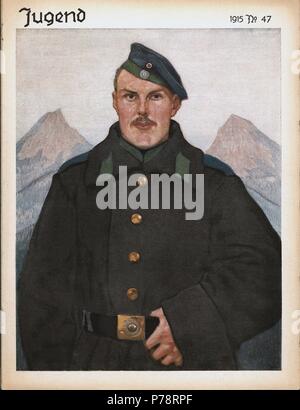 Portada de la revista alemana Jugend. Soldado. Año 1915. Stock Photo