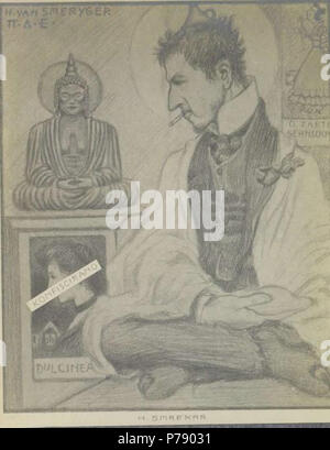 Hinko Smrekar as Buddha self-caricature . 1900s 30 Hinko Smrekar as Buddha self-caricature Stock Photo