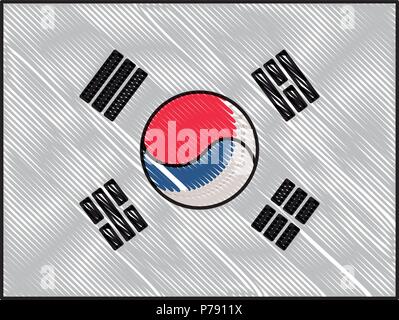 south korea flag icon over white background, vector illustration Stock Vector