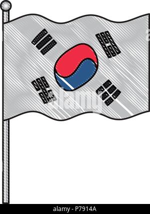 south korea flag icon over white background, vector illustration Stock Vector