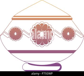 mud pot with floral design over white background, vector illustration Stock Vector